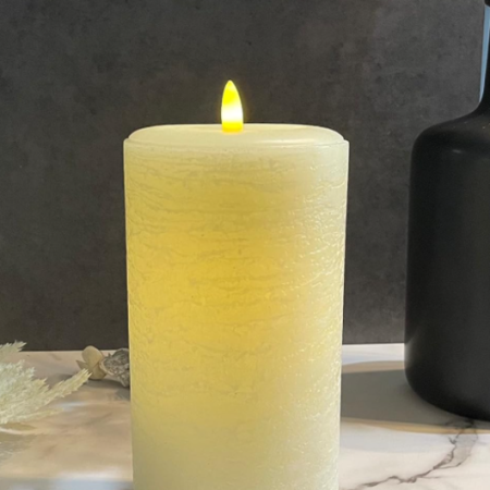 Off-White Textured Solid-Color Cylindrical LED Candle
