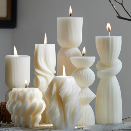 Collection of White 3D Twisted Art Scented Candles